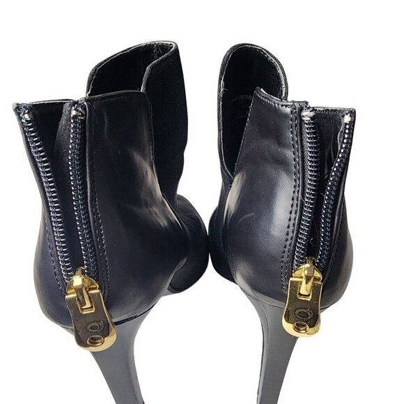 Zara Suede Leather Mix Stiletto Ankle Booties Black Size 6.5 (EU 37) - Picture 6 of 13